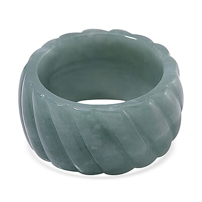 Natural Olmec Jadeite 44.00 ctw Carved Verdant Flow Band Ring (Size 10.0)