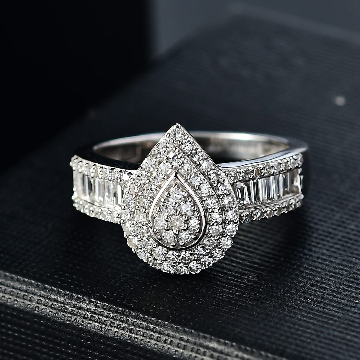 Luxuriant Lab Grown Diamond (G-H, SI) Fancy Ring in Rhodium Over Sterling Silver (Size 10.0) 0.75 ctw image number 1