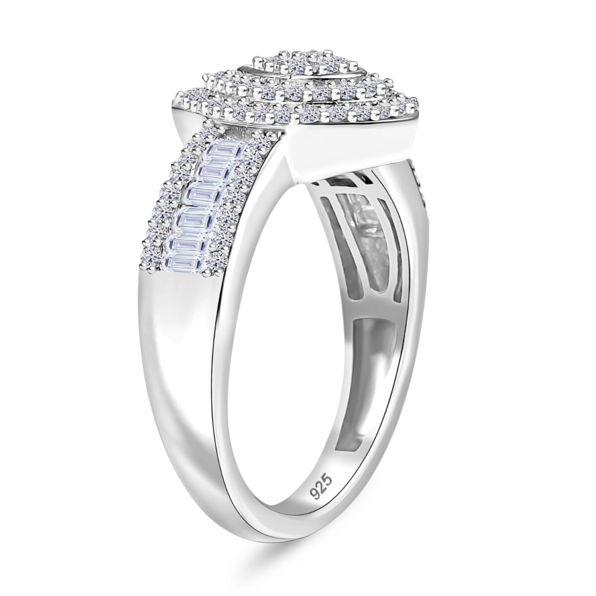 Luxuriant Lab Grown Diamond (G-H, SI) Fancy Ring in Rhodium Over Sterling Silver (Size 10.0) 0.75 ctw image number 3