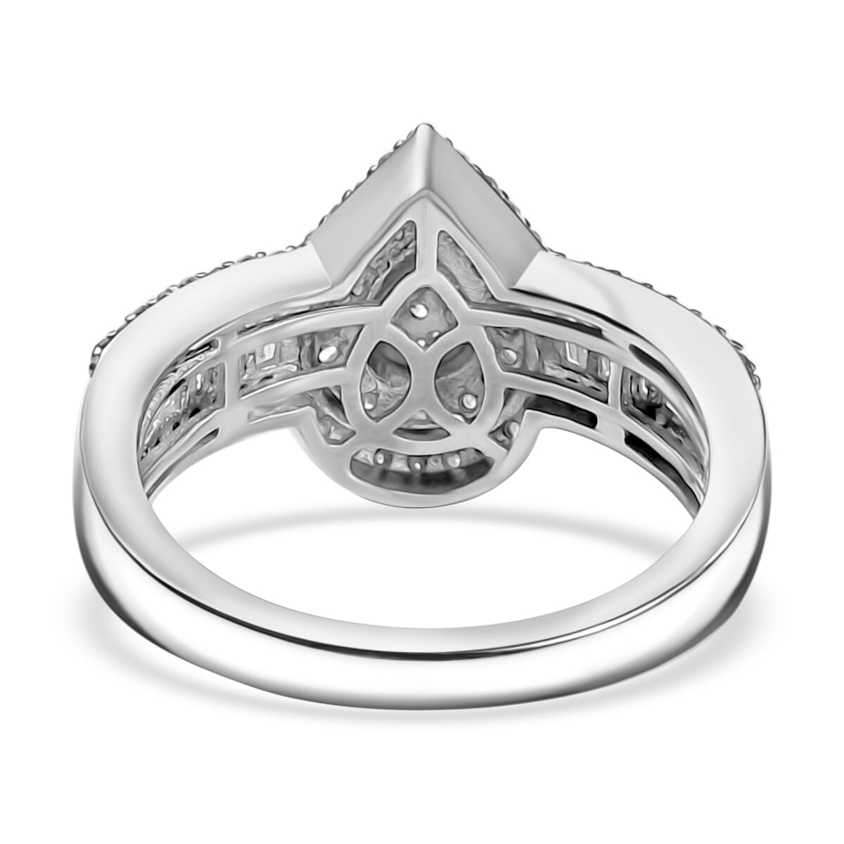 Luxuriant Lab Grown Diamond (G-H, SI) Fancy Ring in Rhodium Over Sterling Silver (Size 10.0) 0.75 ctw image number 4