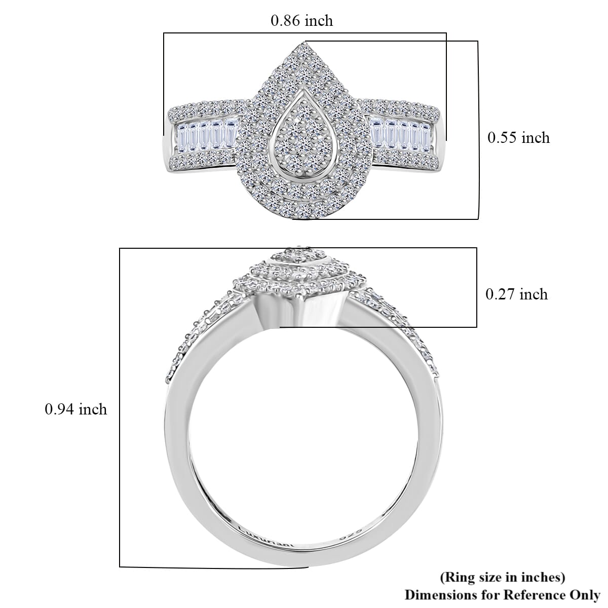 Luxuriant Lab Grown Diamond (G-H, SI) Fancy Ring in Rhodium Over Sterling Silver (Size 10.0) 0.75 ctw image number 5
