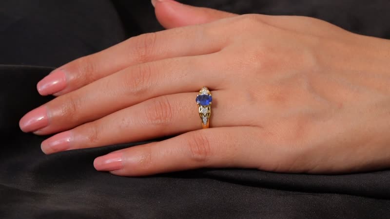 Kashmir Blue Kyanite, White Diamond Ring in 18K Vermeil YG Over Sterling Silver (Size 10.0) 1.10 ctw