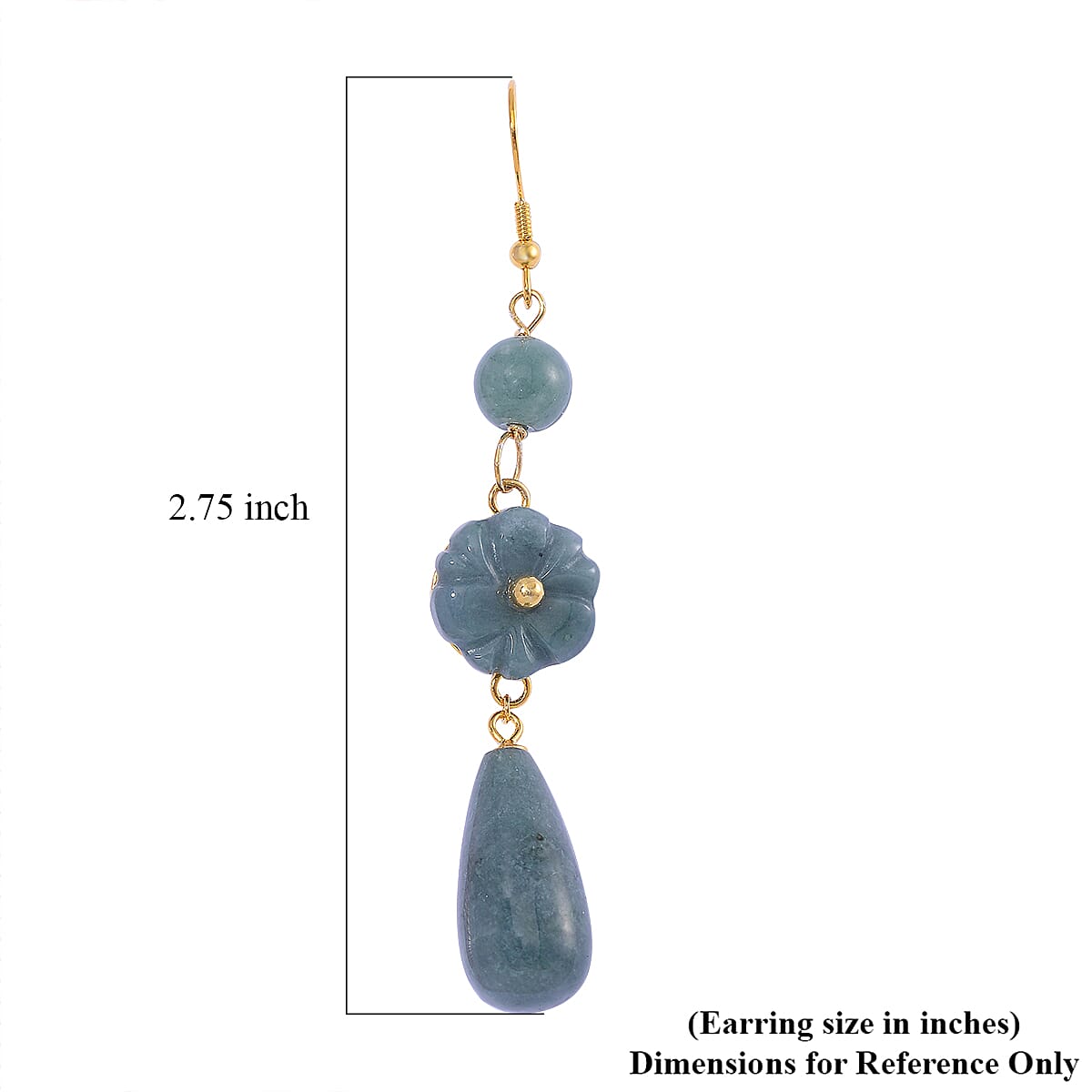Natural Olmec Jadeite 50.00 ctw Carved Floral Earrings Vermeil YG Over Sterling Silver 