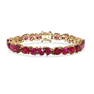 D'Joy Niassa Ruby (FF) and Chrome Diopside 30.65 ctw Bracelet in 18K Vermeil Yellow Gold Over Sterling Silver (6.50 In)