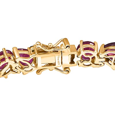 D'Joy Niassa Ruby (FF) and Chrome Diopside 30.65 ctw Bracelet in 18K Vermeil Yellow Gold Over Sterling Silver (6.50 In)