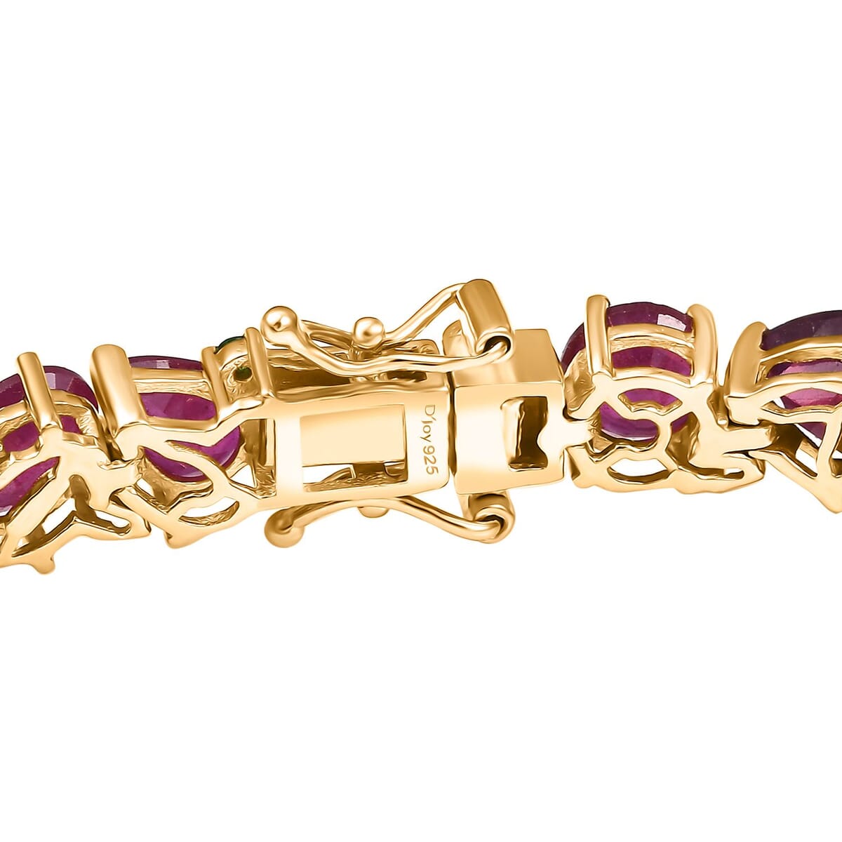 D'Joy Niassa Ruby (FF) and Chrome Diopside 32.50 ctw Bracelet in 18K Vermeil Yellow Gold Over Sterling Silver (7.25 In) image number 3