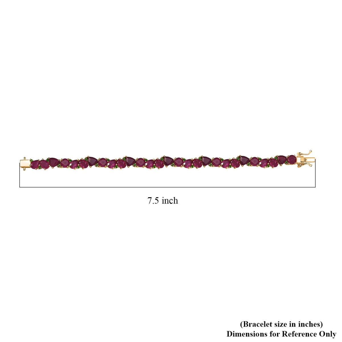 D'Joy Niassa Ruby (FF) and Chrome Diopside 32.50 ctw Bracelet in 18K Vermeil Yellow Gold Over Sterling Silver (7.25 In) image number 4