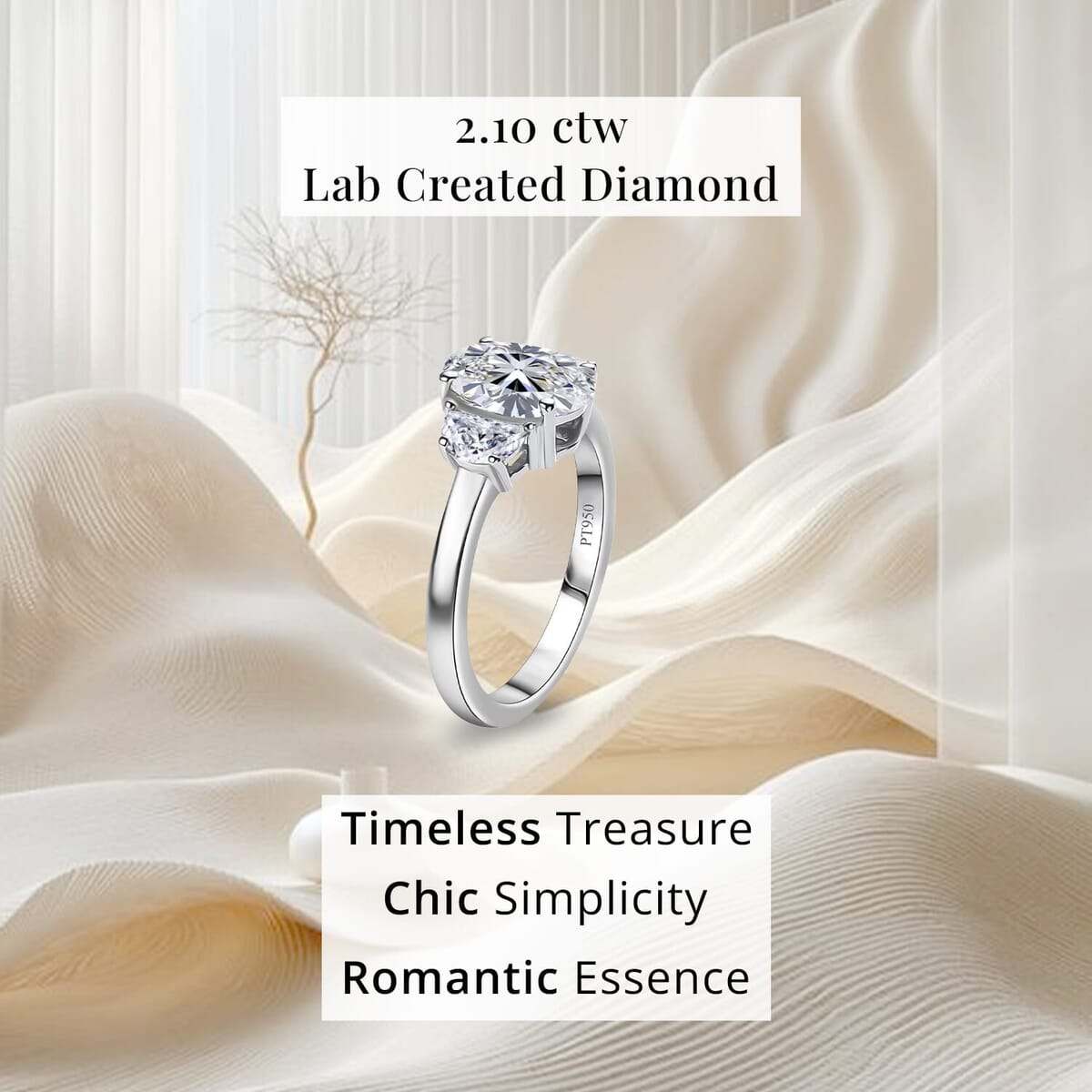 950 Platinum Luxuriant Lab Grown Diamond (E-F, VS) Ring (Size 6.0) 2.10 ctw image number 4