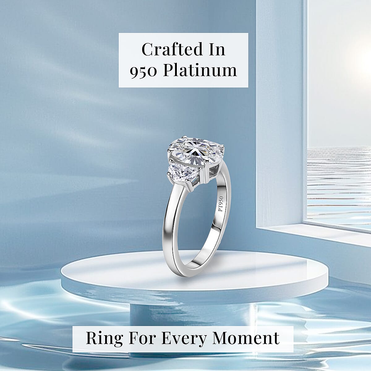 IGI Certified Luxuriant Lab Grown Diamond E-F, VS 2.10 ctw Eternal Trilogy Ring in 950 Platinum (Size 7.0) image number 2