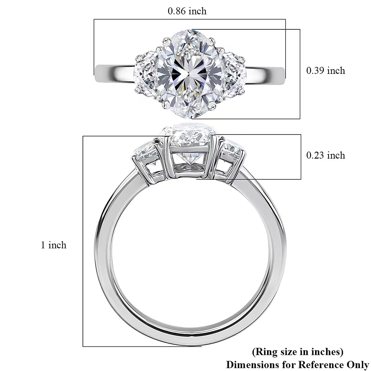 IGI Certified Luxuriant Lab Grown Diamond E-F, VS 2.10 ctw Eternal Trilogy Ring in 950 Platinum (Size 7.0) image number 7