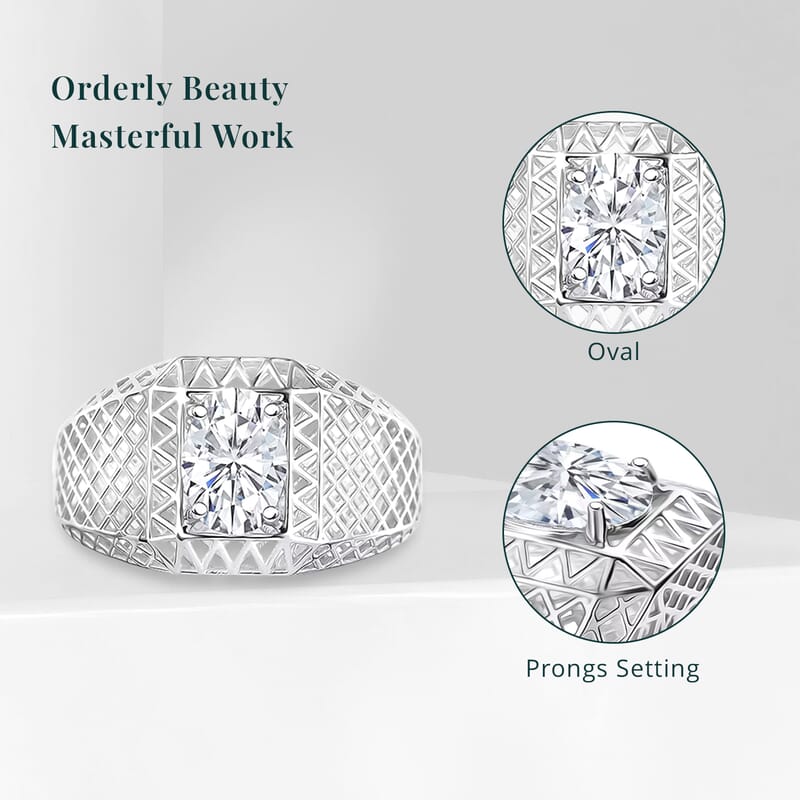 IGI Certified Luxuriant Lab Grown Diamond E-F, VS 1.60 ctw Mirage Collection Mens Ring in 10K White Gold (Size 10.0)