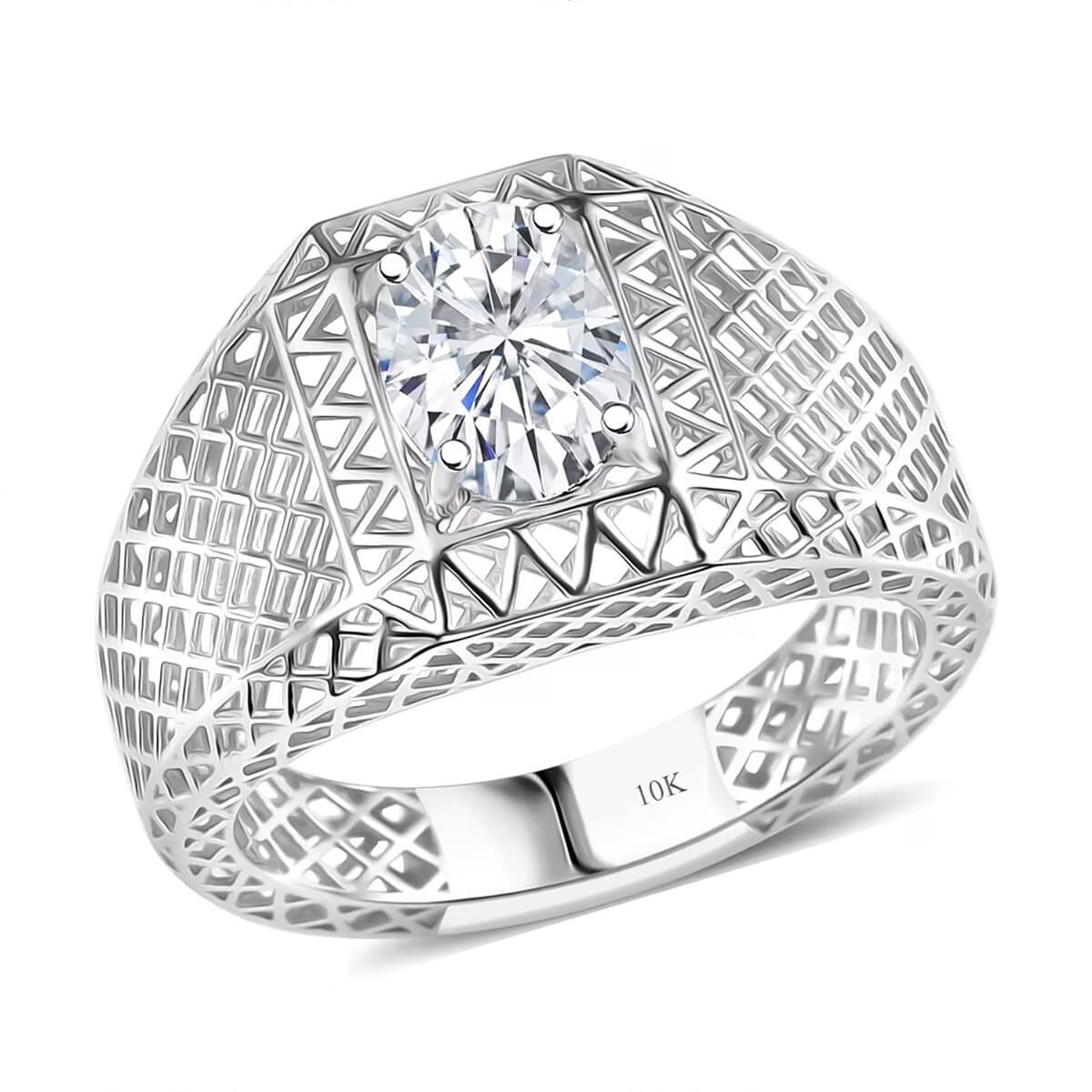 IGI Certified Luxuriant Lab Grown Diamond E-F, VS 1.60 ctw Mirage Collection Mens Ring in 10K White Gold (Size 14.0) image number 0