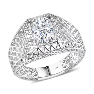 IGI Certified Luxuriant Lab Grown Diamond E-F, VS 1.60 ctw Mirage Collection Mens Ring in 10K White Gold (Size 14.0)