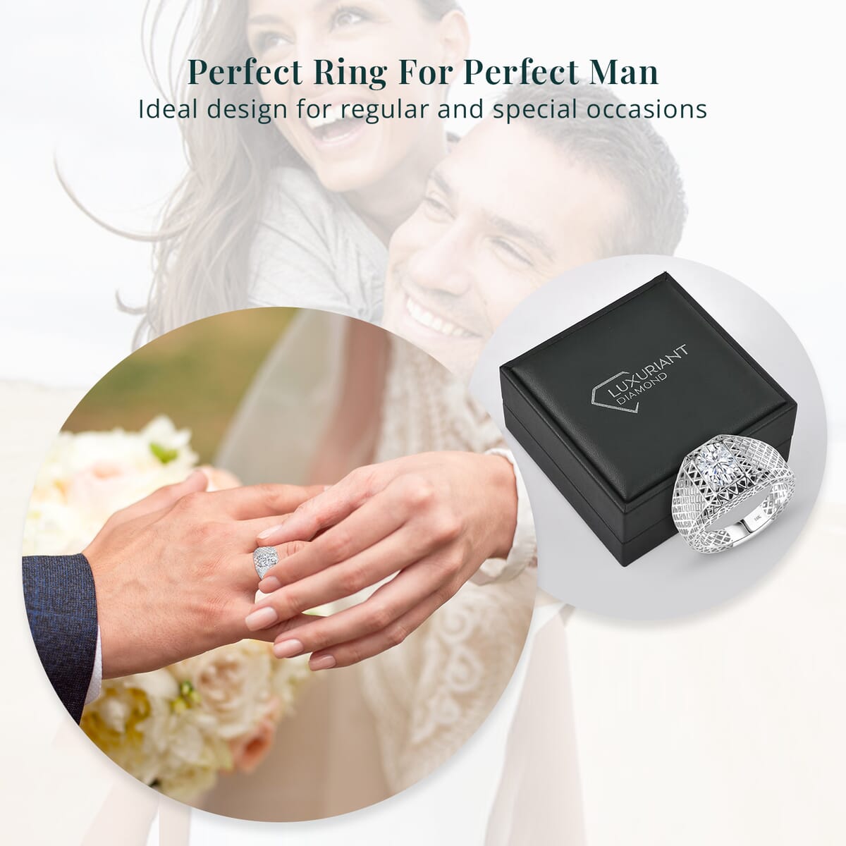 IGI Certified Luxuriant Lab Grown Diamond E-F, VS 1.60 ctw Mirage Collection Mens Ring in 10K White Gold (Size 14.0) image number 7