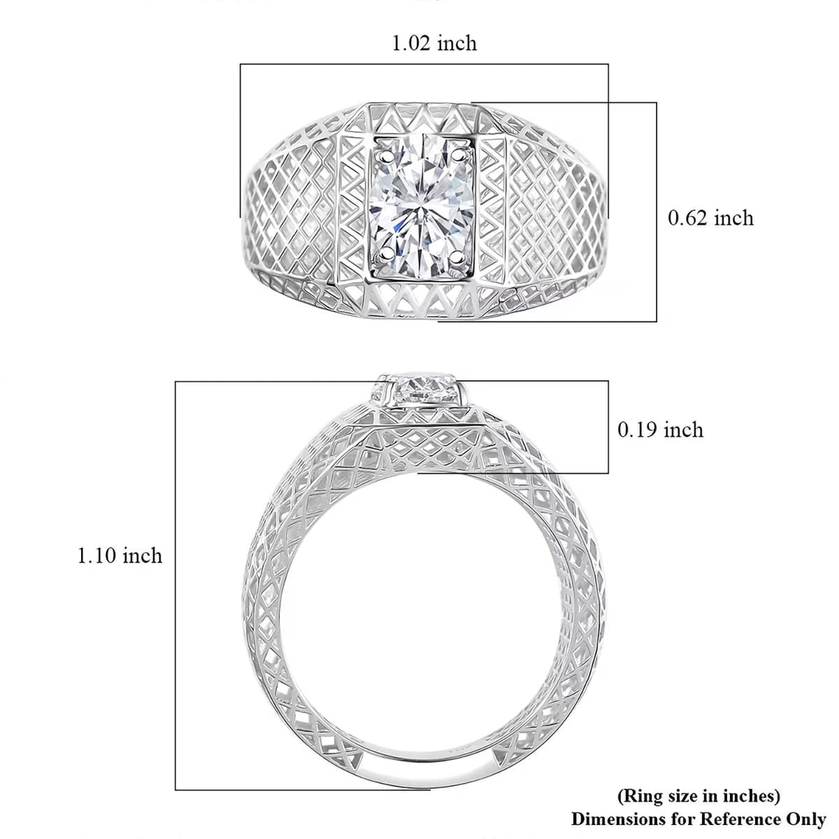 IGI Certified Luxuriant Lab Grown Diamond E-F, VS 1.60 ctw Mirage Collection Mens Ring in 10K White Gold (Size 14.0) image number 8