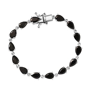 EverTrue Elite Shungite 7.15 ctw Teardrop Elegance Bracelet in Platinum Over Copper (6.50 In)