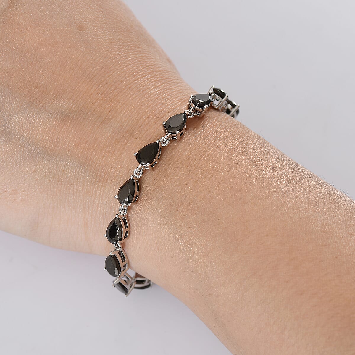 EverTrue Elite Shungite 9.20 ctw Teardrop Elegance Bracelet in Platinum Over Copper (8.00 In) image number 2