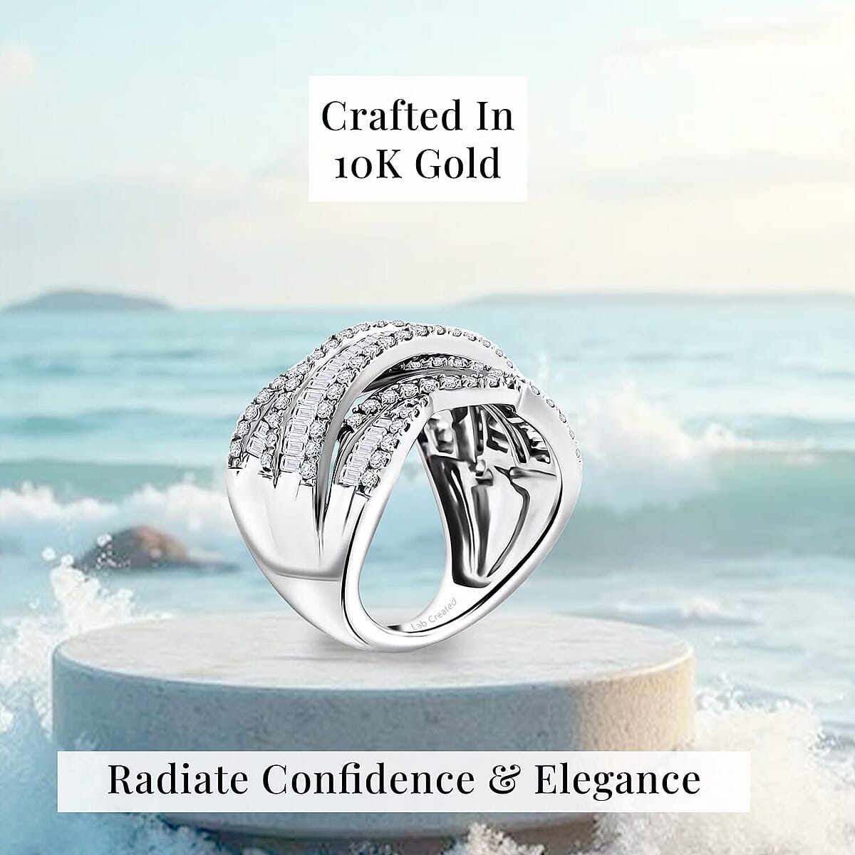 10K White Gold Mystic Luxuriant Lab Grown Diamond (I1) Ring (Size 7.5) 3.00 ctw image number 2