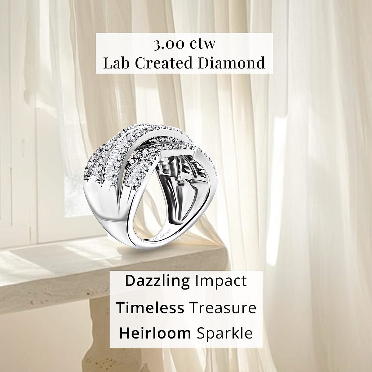 10K White Gold Mystic Luxuriant Lab Grown Diamond (I1) Ring (Size 7.5) 3.00 ctw image number 4