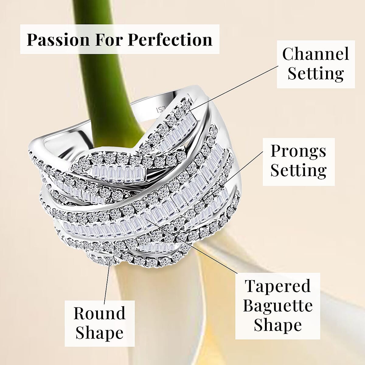 10K White Gold Mystic Luxuriant Lab Grown Diamond (I1) Ring (Size 7.5) 3.00 ctw image number 5