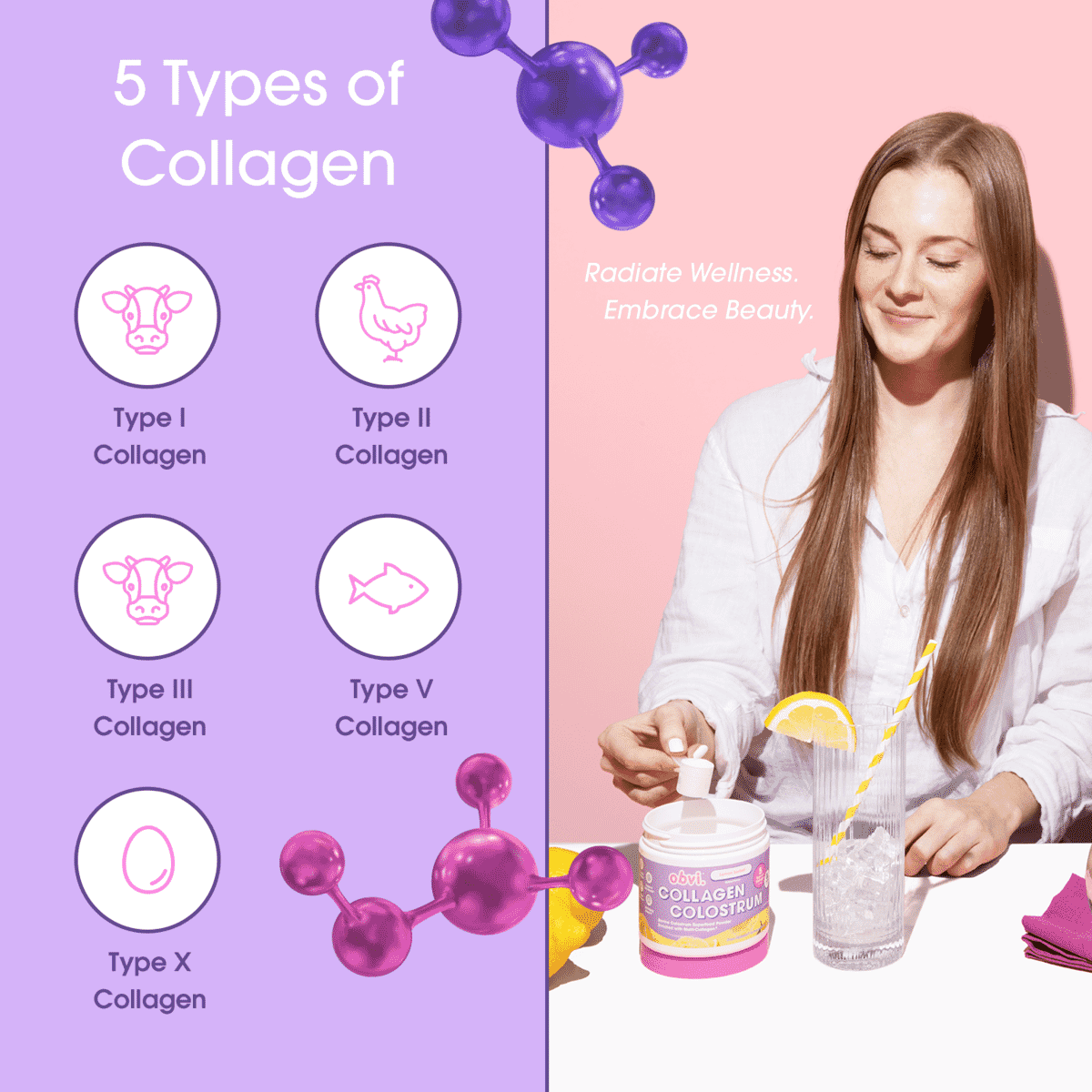 Obvi Collagen Colostrum Powder - Lemon Sorbet image number 3