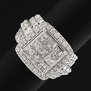 NY Closeout Deal Princess Cut Diamond G-H SI-I1 4.00 ctw Ring in 10K White Gold (Size 7.0) 9.68 Grams (Delivery in 7-10 days)
