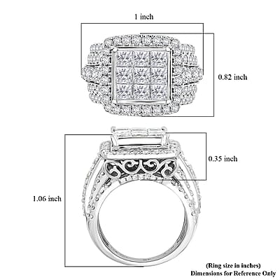 NY Closeout Deal Princess Cut Diamond G-H SI-I1 4.00 ctw Ring in 10K White Gold (Size 7.0) 9.68 Grams