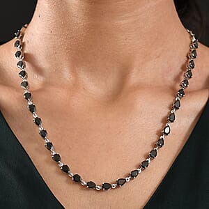 EverTrue Elite Shungite Teardrop Necklace Platinum Over Copper 12.50 ctw  (18-20 Inches)