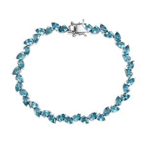 D'Joy Betroka Blue Apatite 14.25 ctw Azure Cascade Bracelet in Rhodium Over Sterling Silver (6.50 In)