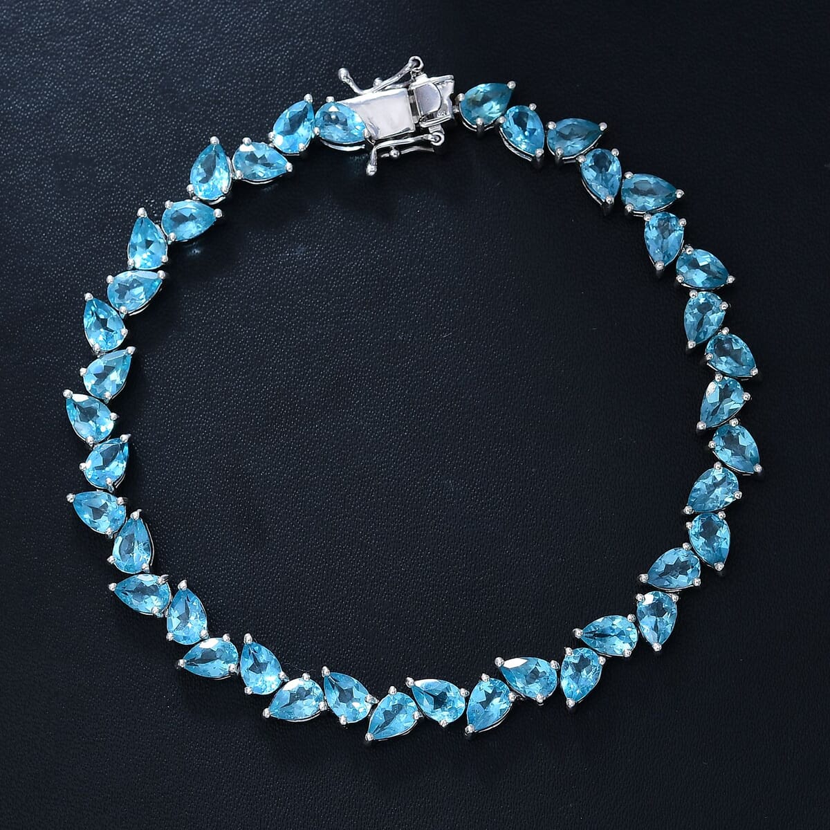 Betroka Blue Apatite Azure Cascade Bracelet in Rhodium Over Sterling Silver (6.50 In) (Del. In 12-15 Days) 14.25 ctw image number 1