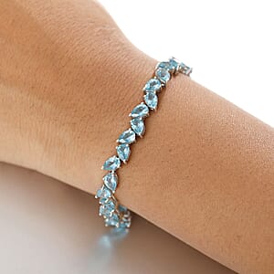 D'Joy Betroka Blue Apatite 14.25 ctw Azure Cascade Bracelet in Rhodium Over Sterling Silver (6.50 In)