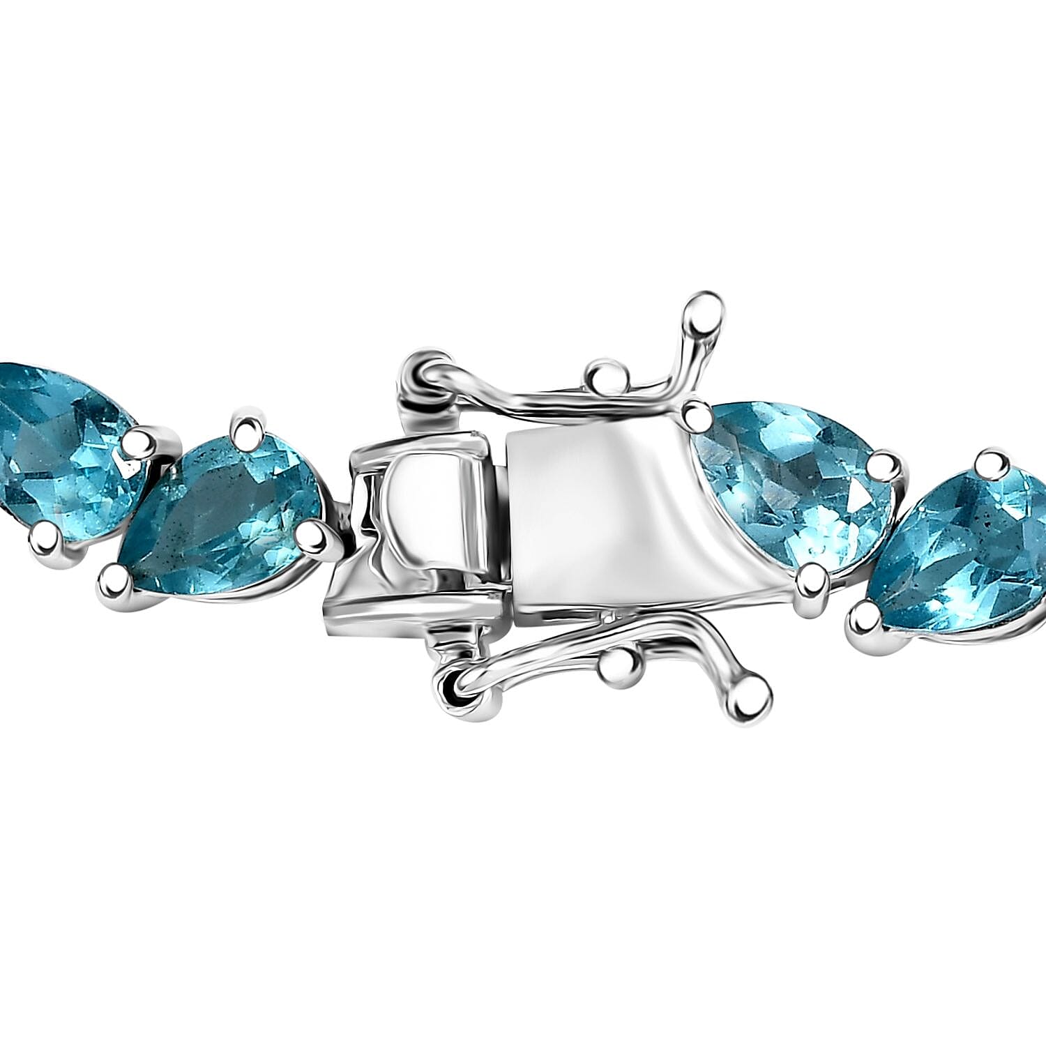 D'Joy Betroka Blue Apatite 14.25 ctw Azure Cascade Bracelet in Rhodium Over Sterling Silver (6.50 In)