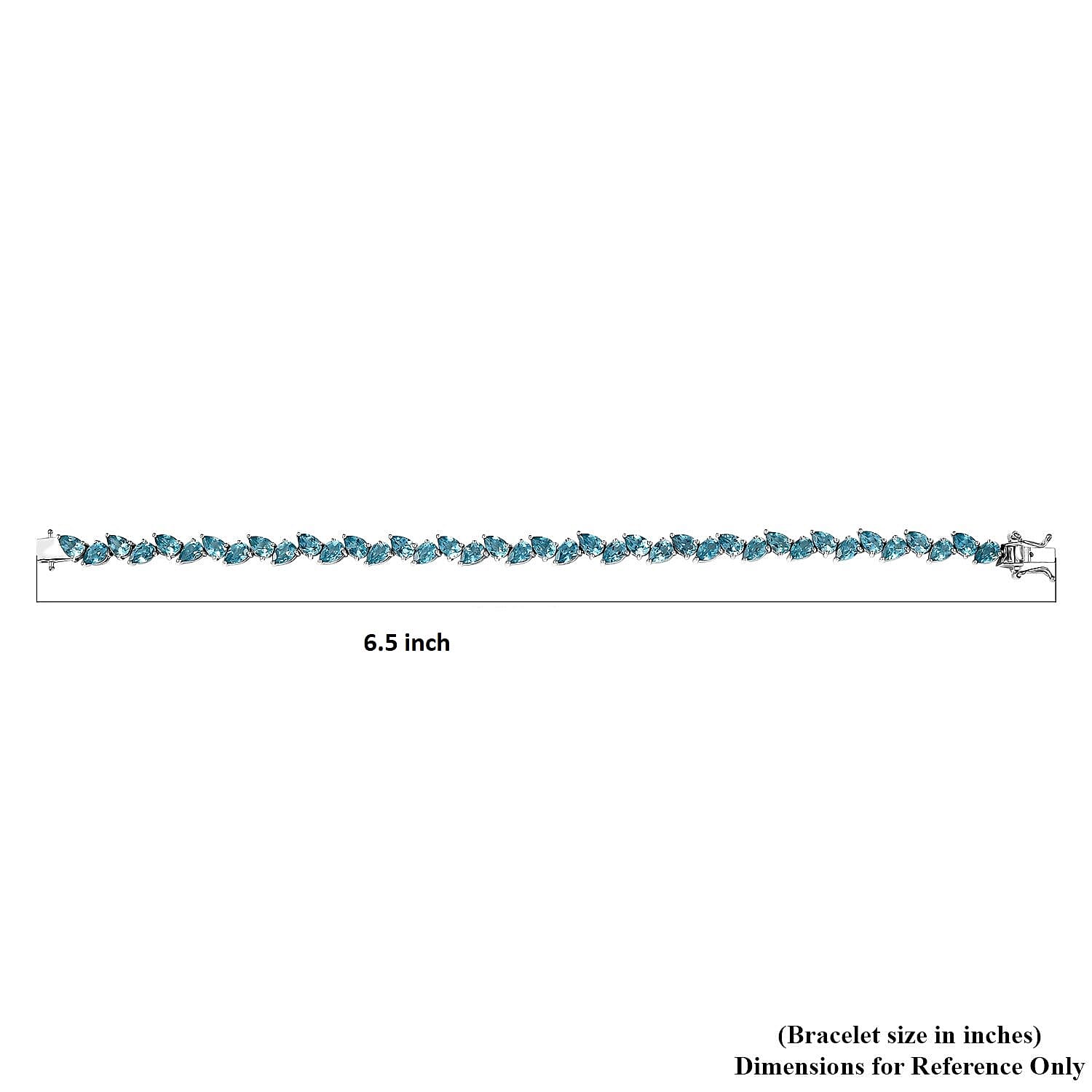 D'Joy Betroka Blue Apatite 14.25 ctw Azure Cascade Bracelet in Rhodium Over Sterling Silver (6.50 In)
