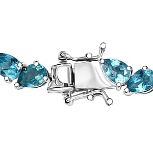D'Joy Betroka Blue Apatite 16.00 ctw Azure Cascade Bracelet in Rhodium Over Sterling Silver (7.25 In)