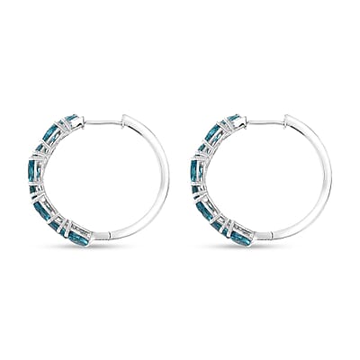 D'Joy Betroka Blue Apatite 6.85 ctw Hoop Earrings in Rhodium Over Sterling Silver