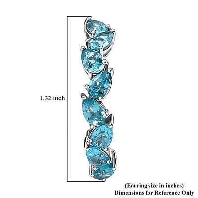D'Joy Betroka Blue Apatite 6.85 ctw Hoop Earrings in Rhodium Over Sterling Silver