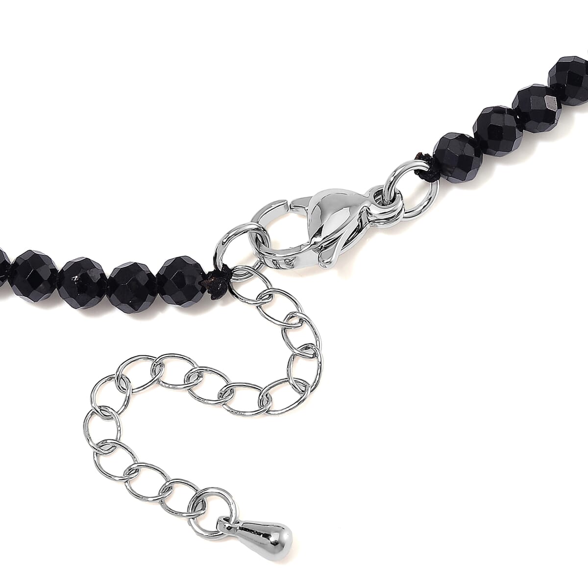 White Shell Pearl and Thai Black Spinel 50.00 ctw Beaded Necklace in Silvertone (18-20 Inches) image number 4
