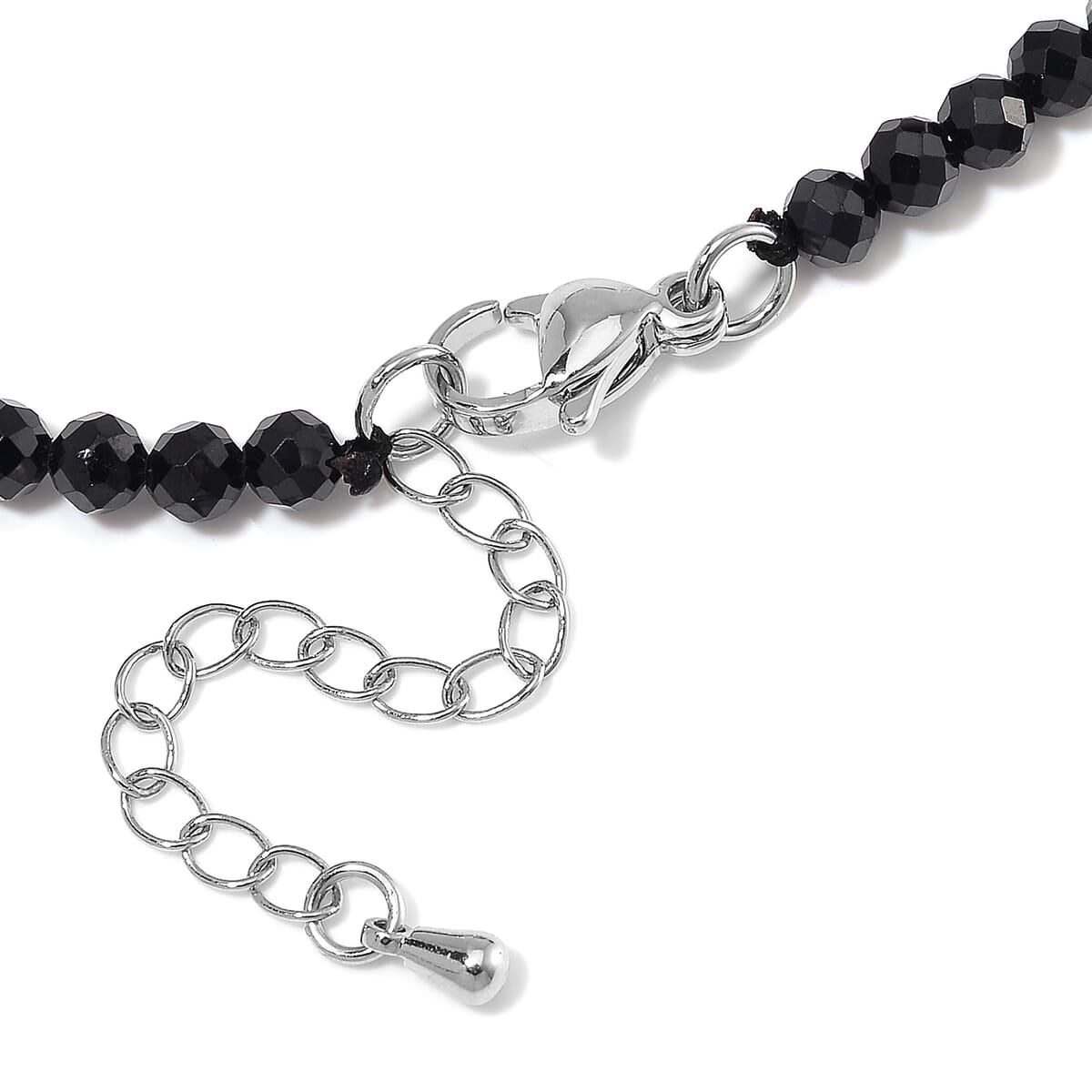 Sleeping Beauty Color Shell Pearl and Thai Black Spinel 50.00 ctw Beaded Necklace in Silvertone 18-20 Inches image number 4