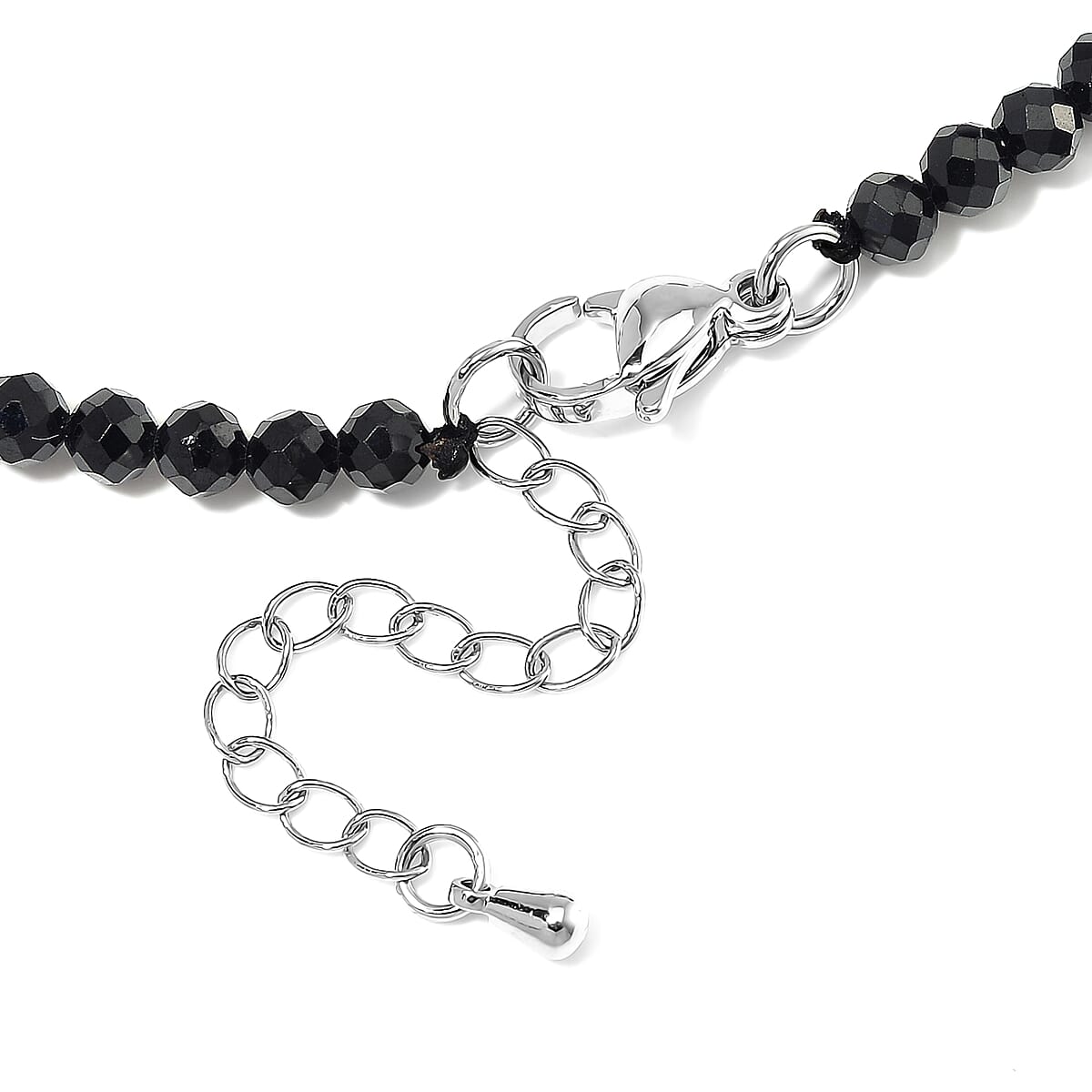 Peacock Color Shell Pearl and Thai Black Spinel 50.00 ctw Beaded Necklace in Silvertone 18-20 Inches image number 4