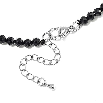 Thai Black Spinel with Peacock Color Shell Pearl 50.00 ctw Beaded Necklace in Silvertone 18-20 Inches