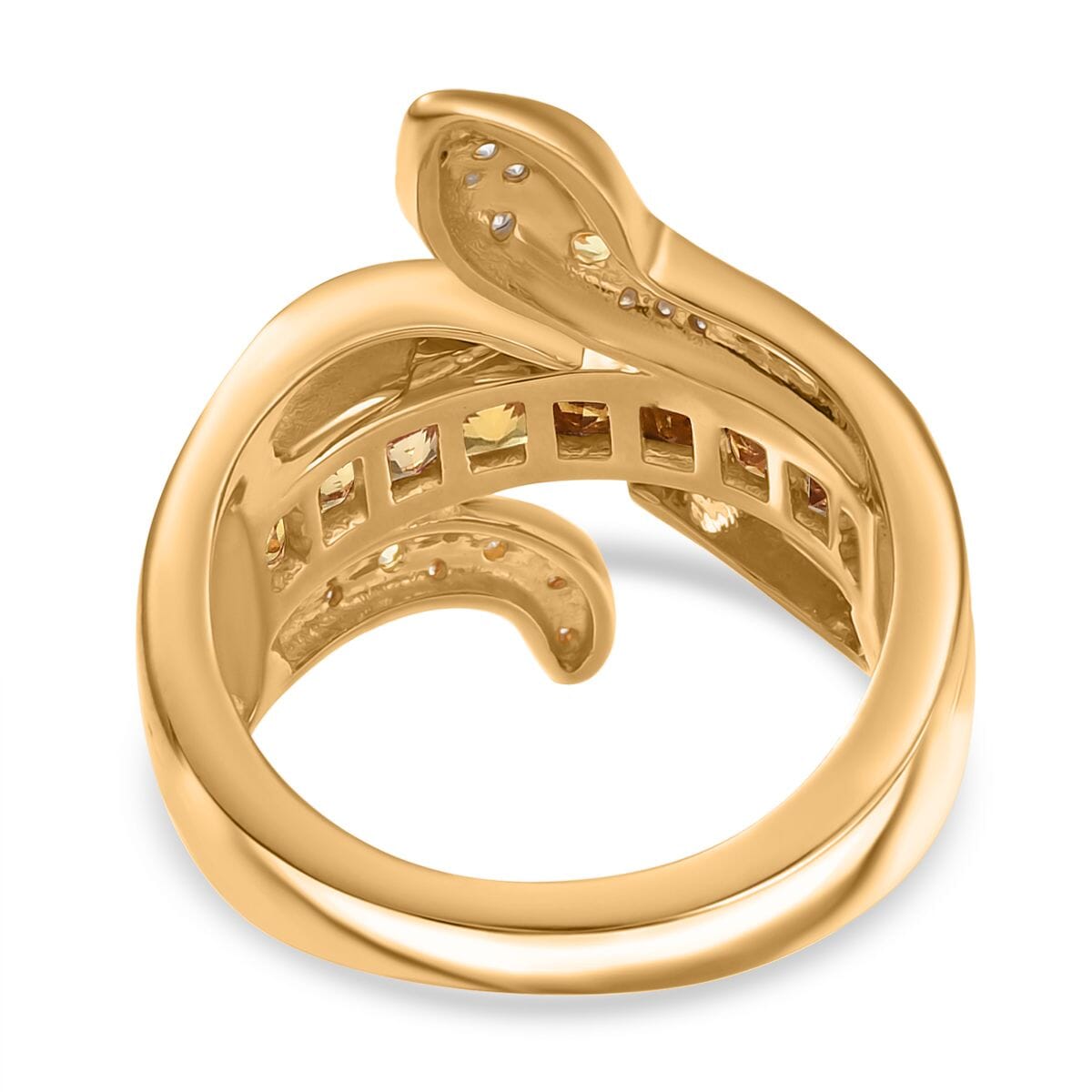 Madagascar Yellow Sapphire and Multi Gemstone 1.50 ctw Snake Ring in 18K Vermeil Yellow Gold Over Sterling Silver (Size 6.0) image number 4