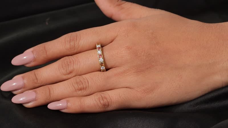 Premium Ouro Fino Rubellite and Moissanite 1.10 ctw Scarlet Harmony Ring in 18K Vermeil Yellow Gold Over Sterling Silver (Size 10.0)