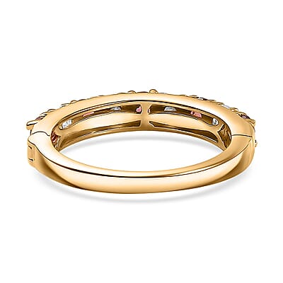 D'Joy Premium Ouro Fino Rubellite and Moissanite 1.10 ctw Scarlet Harmony Ring in 18K Vermeil Yellow Gold Over Sterling Silver (Size 10.0)