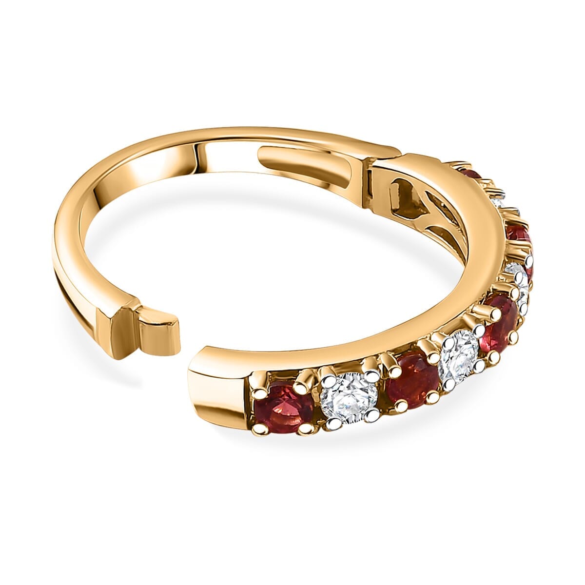 D'Joy Premium Ouro Fino Rubellite and Moissanite 1.10 ctw Scarlet Harmony Ring in 18K Vermeil Yellow Gold Over Sterling Silver (Size 8.0) image number 5