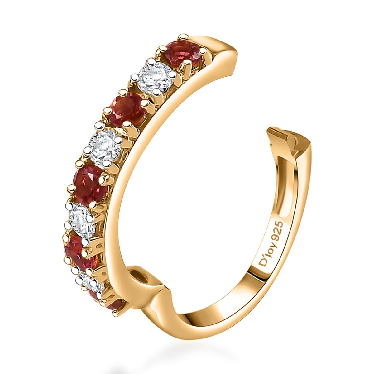 D'Joy Premium Ouro Fino Rubellite and Moissanite 1.10 ctw Scarlet Harmony Ring in 18K Vermeil Yellow Gold Over Sterling Silver (Size 8.0) image number 6