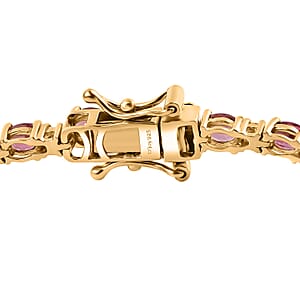 D'Joy Premium Ouro Fino Rubellite and Moissanite 5.90 ctw Sunset Serenade Bracelet in 18K Vermeil Yellow Gold Over Sterling Silver (7.25 In)