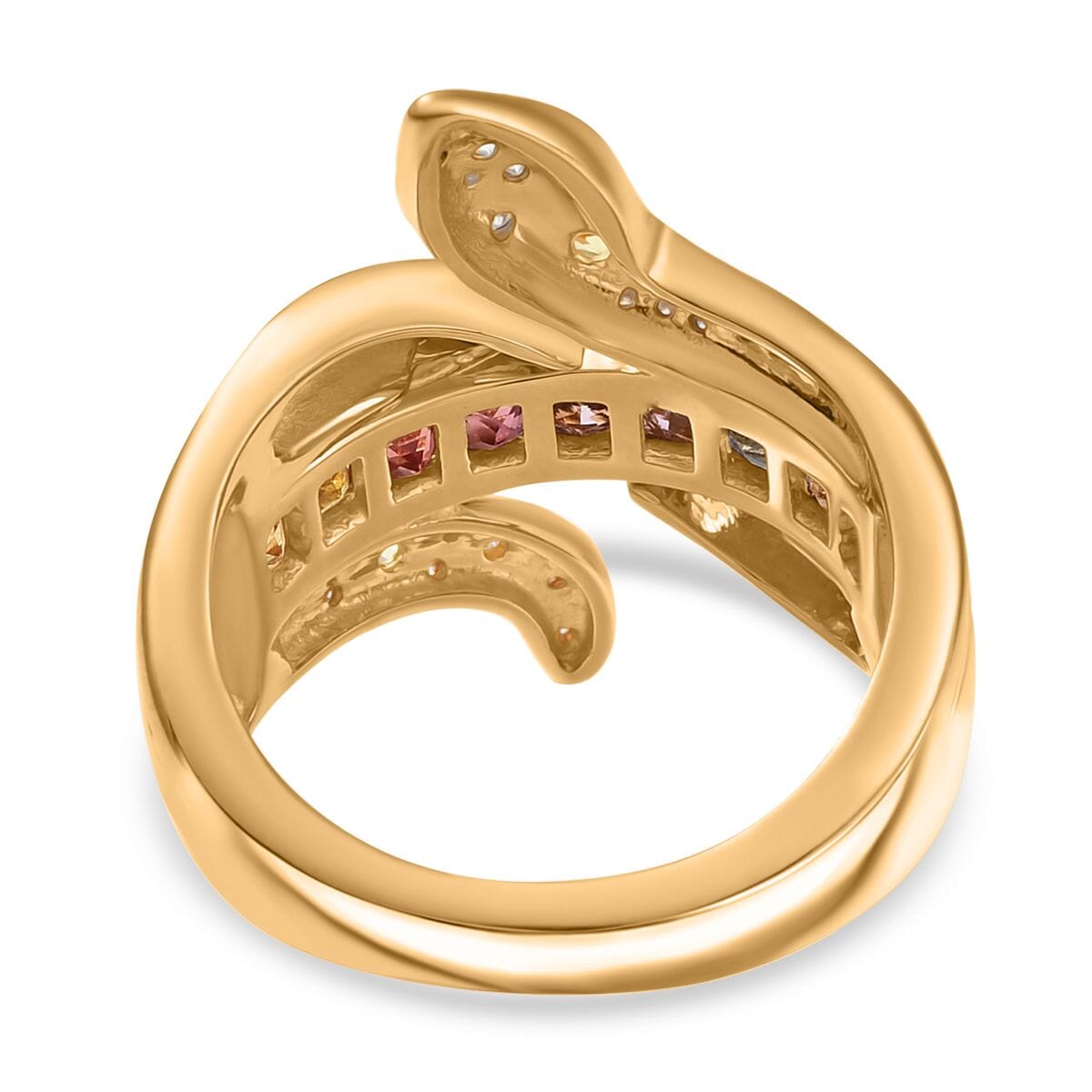 Multi Sapphire and Multi Gemstone 1.40 ctw Snake Ring in 18K Vermeil Yellow Gold Over Sterling Silver (Size 9.0) image number 4
