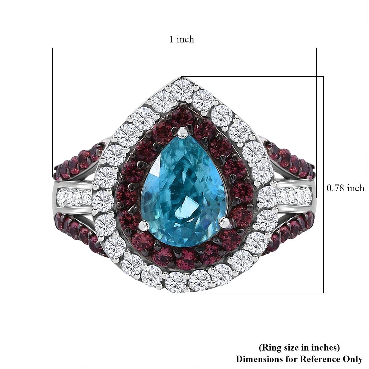Cambodian Blue Zircon, Brown and White Zircon 3.00 ctw Oceanic Opulence Ring in Rhodium Over Sterling Silver (Size 9.0) image number 6