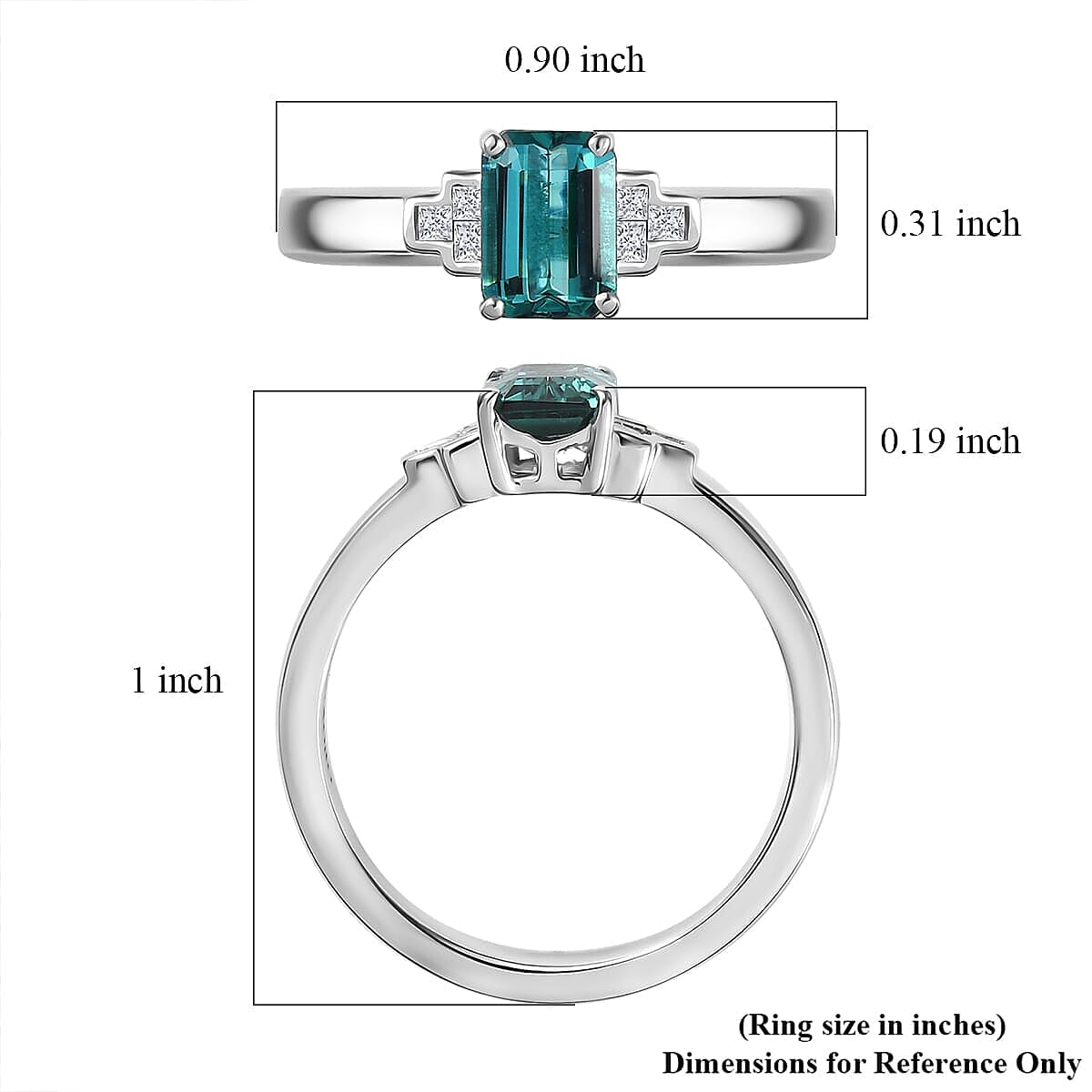 Epic Deal Luxoro 10K White Gold Premium Pirineu Lagoon Tourmaline, Diamond (I1) Ring (Size 10.0) 1.10 ctw