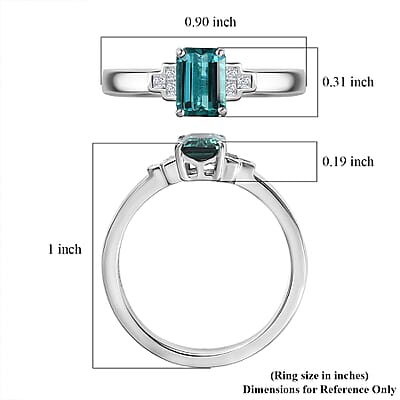 Epic Deal Luxoro 10K White Gold Premium Pirineu Lagoon Tourmaline, Diamond (I1) Ring (Size 10.0) 1.10 ctw